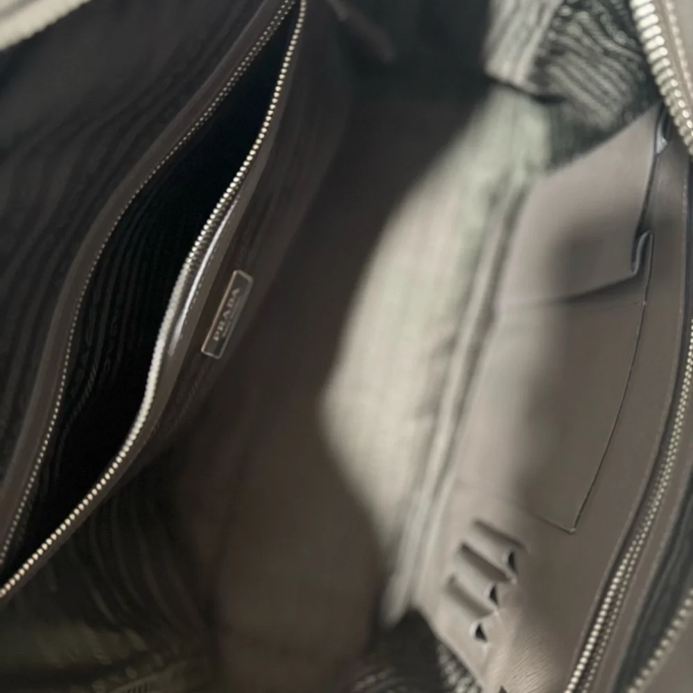 Prada Gray Saffiano Leather Men's soft briefcase